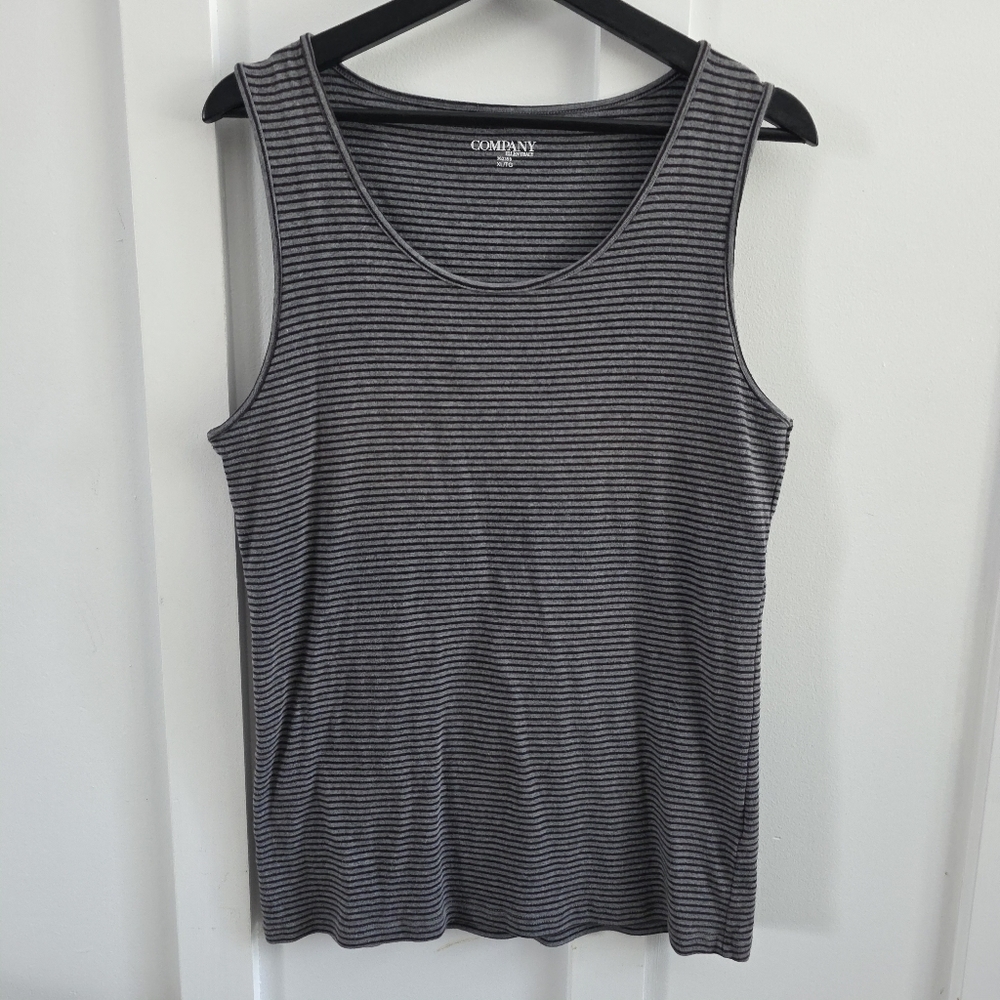 ✨️5$ Add on✨️Ellen Tracy Striped Tank Top - Black & Grey Nautical Style, Size XL